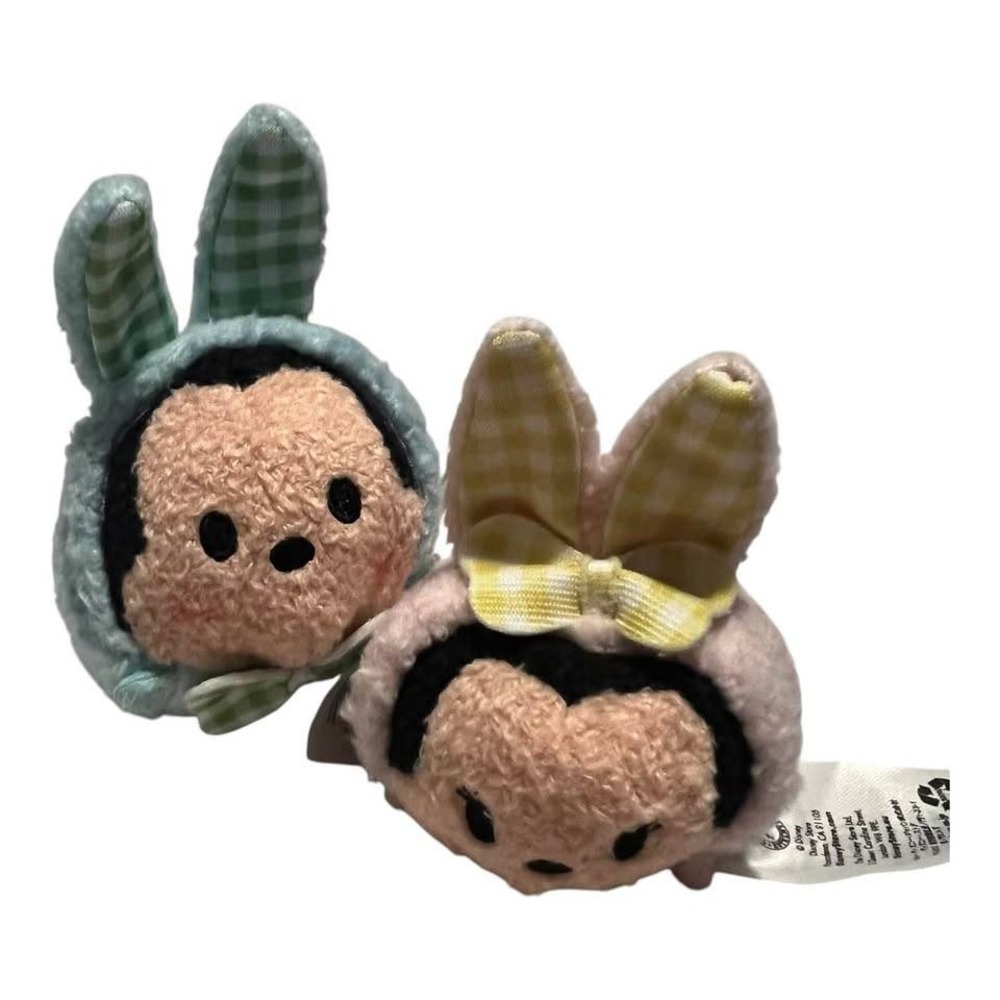 Set Of Disney Tsum Tsums Plush Mickey Mouse & Minnie Mouse Bunny Suits Easter